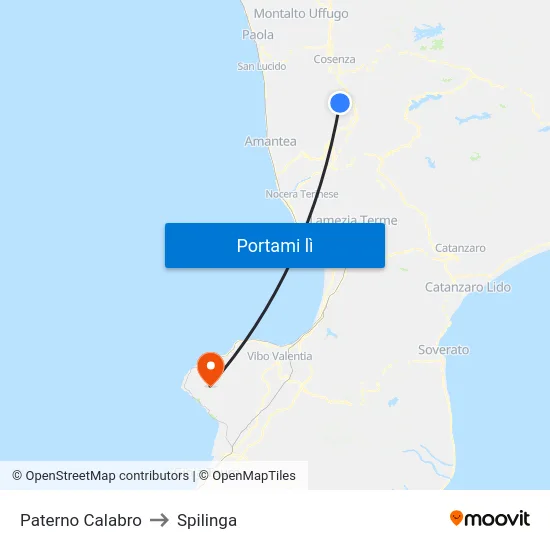Paterno Calabro to Spilinga map