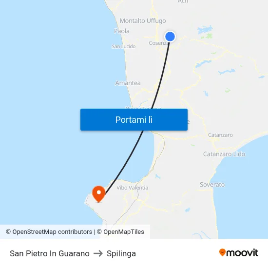 San Pietro In Guarano to Spilinga map