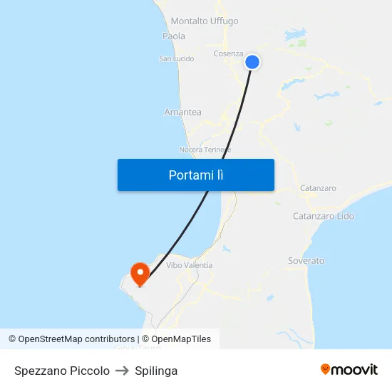 Spezzano Piccolo to Spilinga map