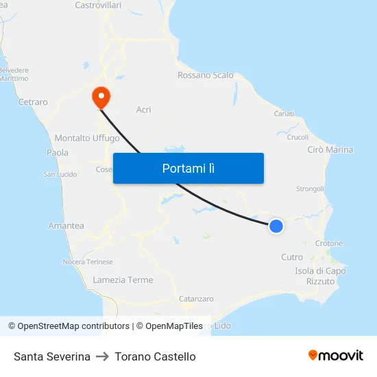 Santa Severina to Torano Castello map