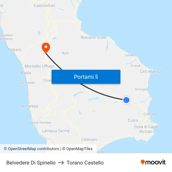 Belvedere Di Spinello to Torano Castello map