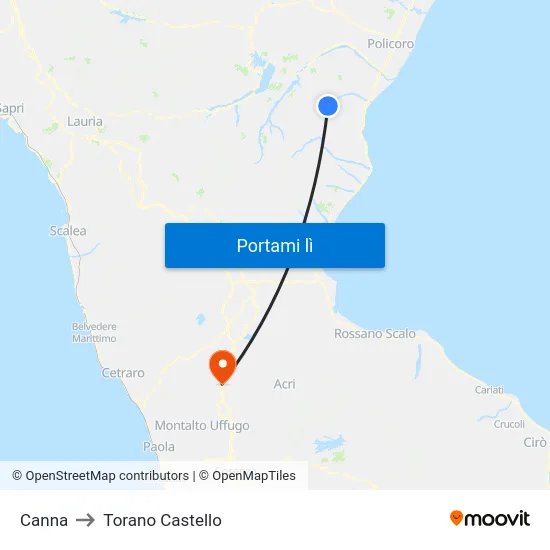 Canna to Torano Castello map
