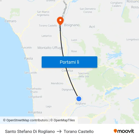 Santo Stefano Di Rogliano to Torano Castello map