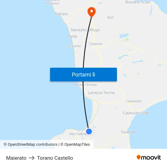 Maierato to Torano Castello map