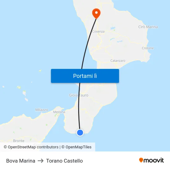 Bova Marina to Torano Castello map