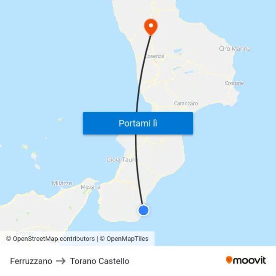 Ferruzzano to Torano Castello map