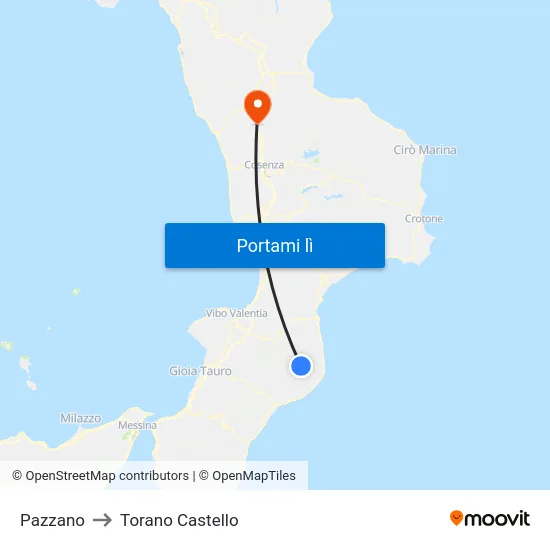 Pazzano to Torano Castello map