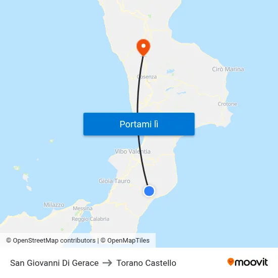 San Giovanni Di Gerace to Torano Castello map