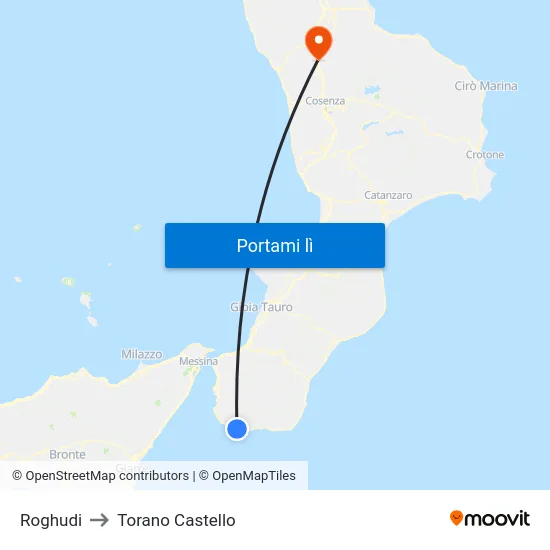 Roghudi to Torano Castello map