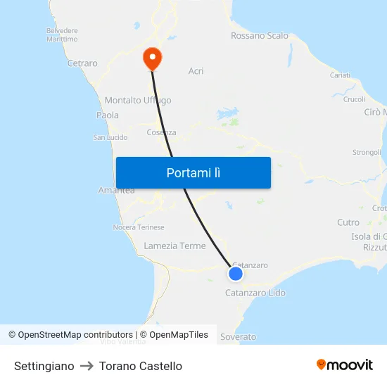 Settingiano to Torano Castello map