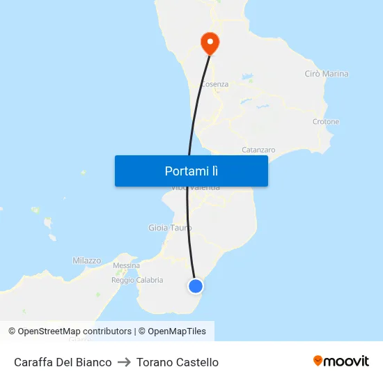 Caraffa Del Bianco to Torano Castello map