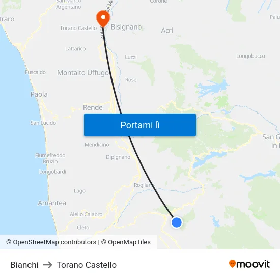 Bianchi to Torano Castello map