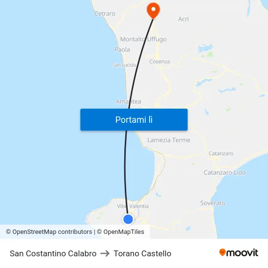 San Costantino Calabro to Torano Castello map