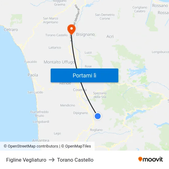 Figline Vegliaturo to Torano Castello map