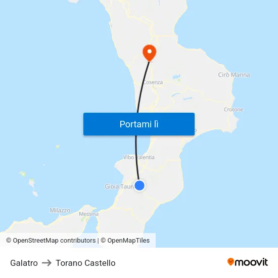 Galatro to Torano Castello map