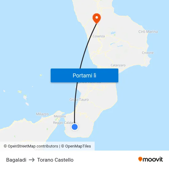 Bagaladi to Torano Castello map