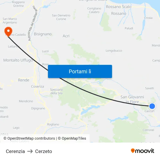 Cerenzia to Cerzeto map