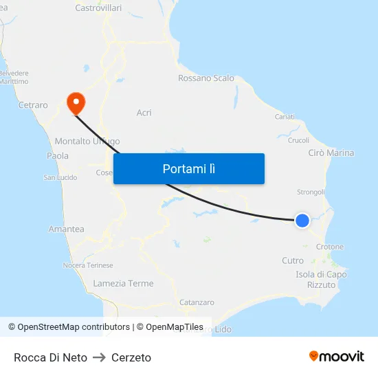 Rocca Di Neto to Cerzeto map