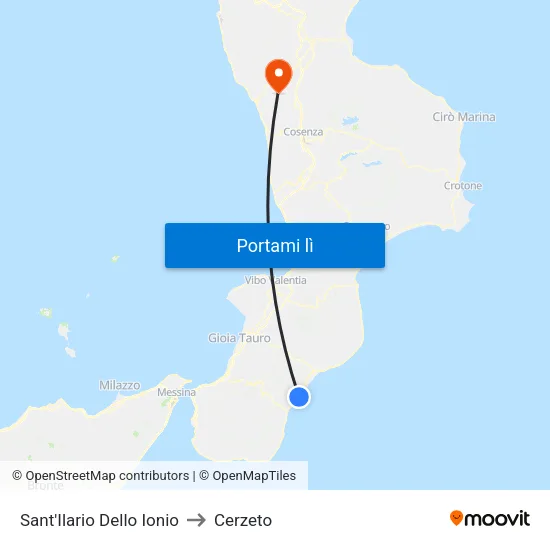 Sant'Ilario Dello Ionio to Cerzeto map