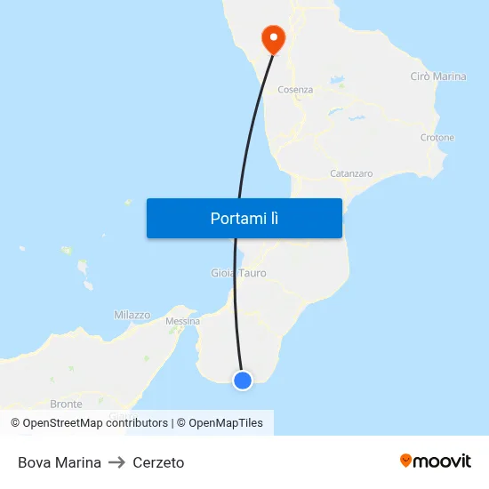 Bova Marina to Cerzeto map