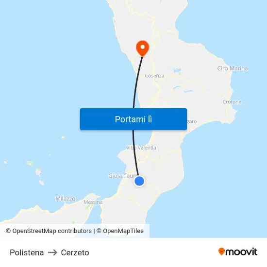 Polistena to Cerzeto map