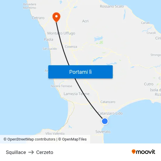 Squillace to Cerzeto map