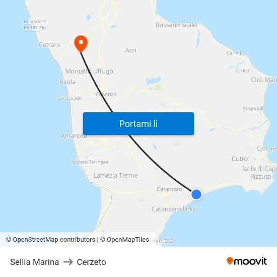 Sellia Marina to Cerzeto map