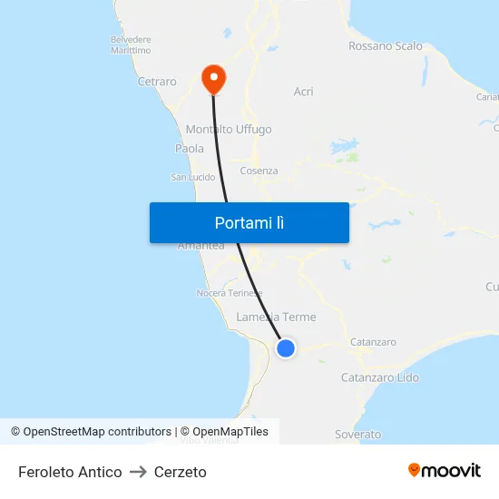 Feroleto Antico to Cerzeto map
