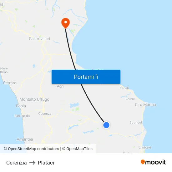 Cerenzia to Plataci map