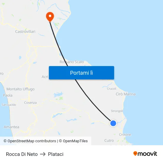 Rocca Di Neto to Plataci map