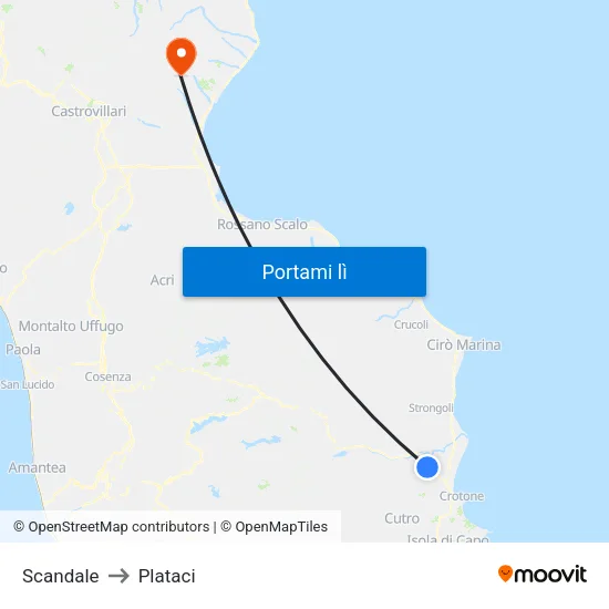 Scandale to Plataci map