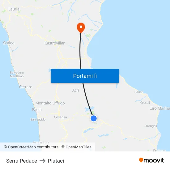 Serra Pedace to Plataci map