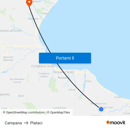 Campana to Plataci map