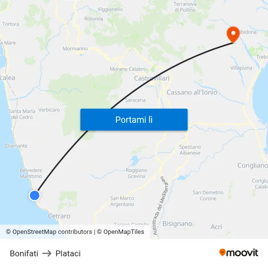 Bonifati to Plataci map