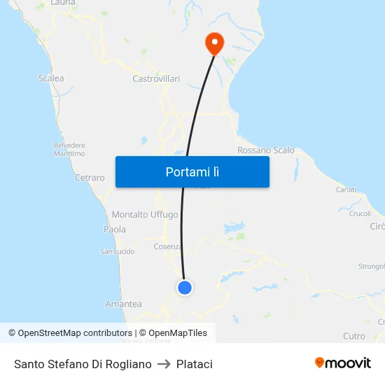 Santo Stefano Di Rogliano to Plataci map
