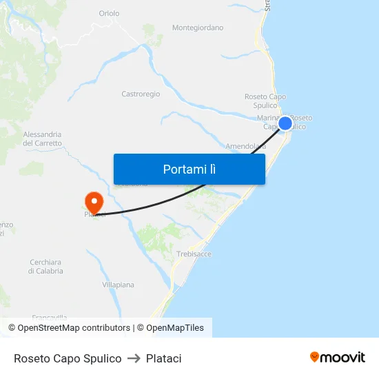 Roseto Capo Spulico to Plataci map