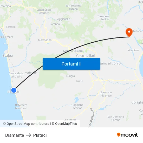 Diamante to Plataci map