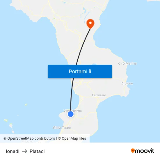 Ionadi to Plataci map
