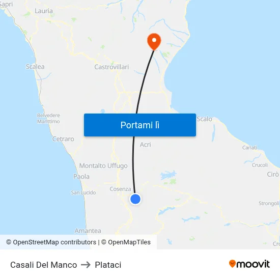 Casali Del Manco to Plataci map