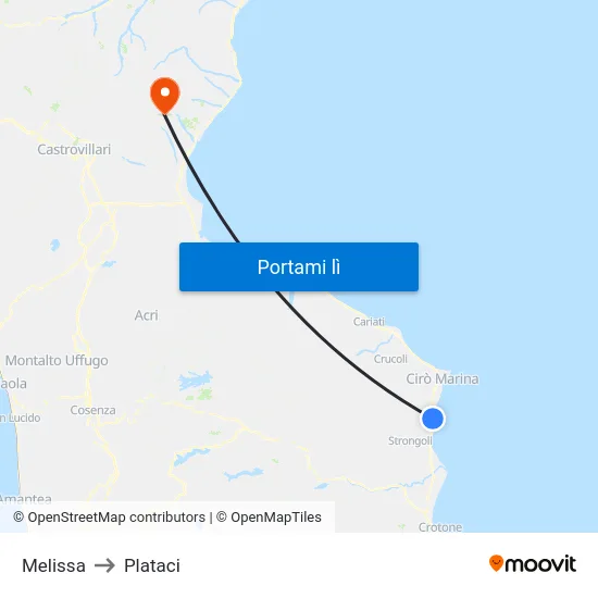 Melissa to Plataci map