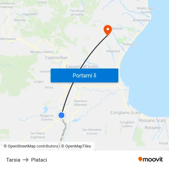 Tarsia to Plataci map