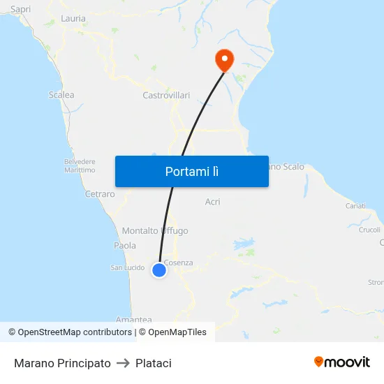 Marano Principato to Plataci map
