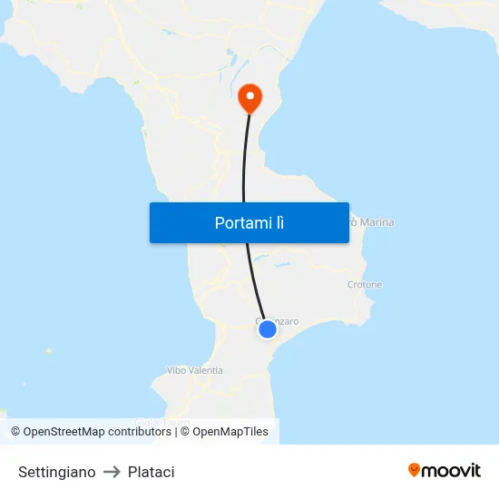 Settingiano to Plataci map