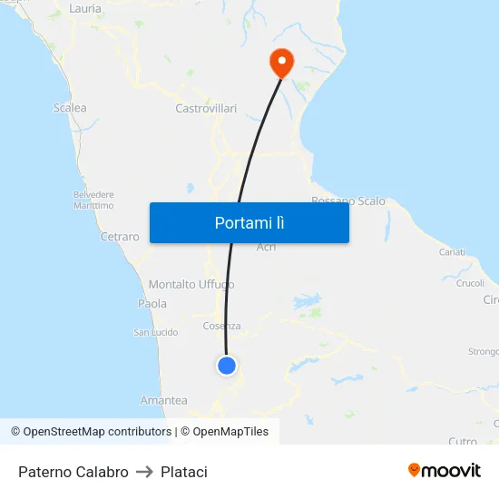 Paterno Calabro to Plataci map