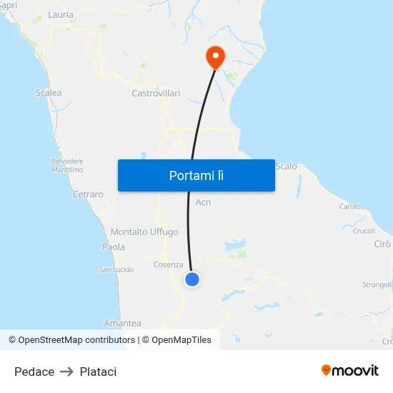 Pedace to Plataci map