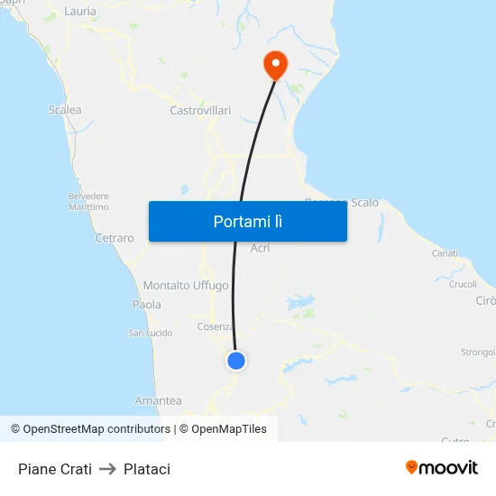 Piane Crati to Plataci map