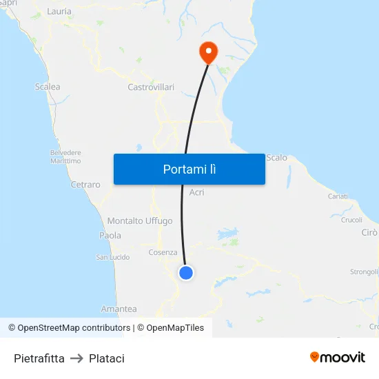 Pietrafitta to Plataci map