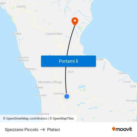 Spezzano Piccolo to Plataci map