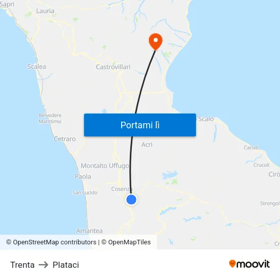 Trenta to Plataci map