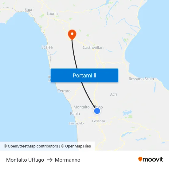 Montalto Uffugo to Mormanno map
